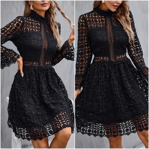 Luxurious Ruffle Sleeve Lace Party Holiday Evening Dress - Picture 12 of 15